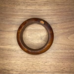 Vintage Wooden Bangle with Gold Detail